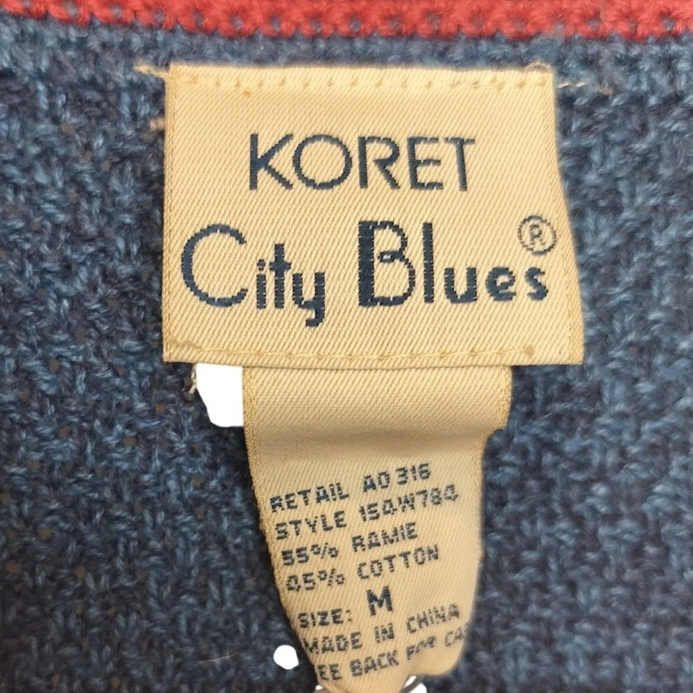 KORET City Blues Women's M Vintage Geometric Checkered Knit Button Up‎ Vest